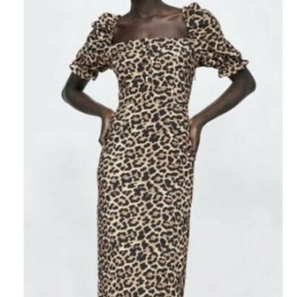 ZARA Leopard Pencil Dress NWT Size S